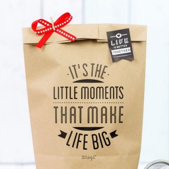 concept store, créateurs, odette et lulu, mr wonderful, lot de 5 sacs kraft, papier cadeau, love, gift, handmade, it's the little moments that make life big