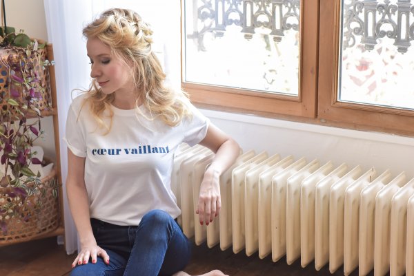 t-shirt, odette et lulu, nouvelle collection, coeur vaillant, rouge, bleu marine, corail, t-shirt mixte, créateurs, eshop, concept store, coton bio, 100% coton, message, cadeau idéal, perfect gift, nouvelle collection, printemps, été, 2017